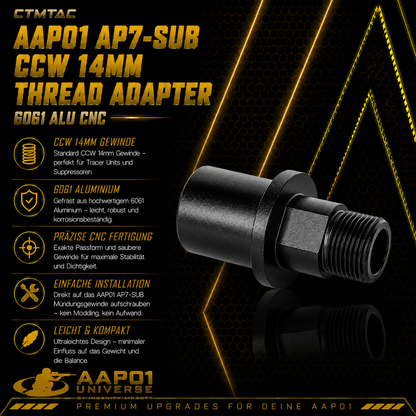 CTMTAC AAP01 AP7-SUB CCW 14mm Thread Adapter - 6061 Alu CNC