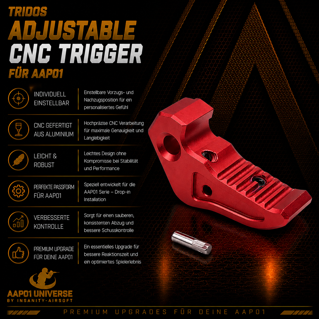 Tridos Adjustable CNC Trigger für AAP01 Red