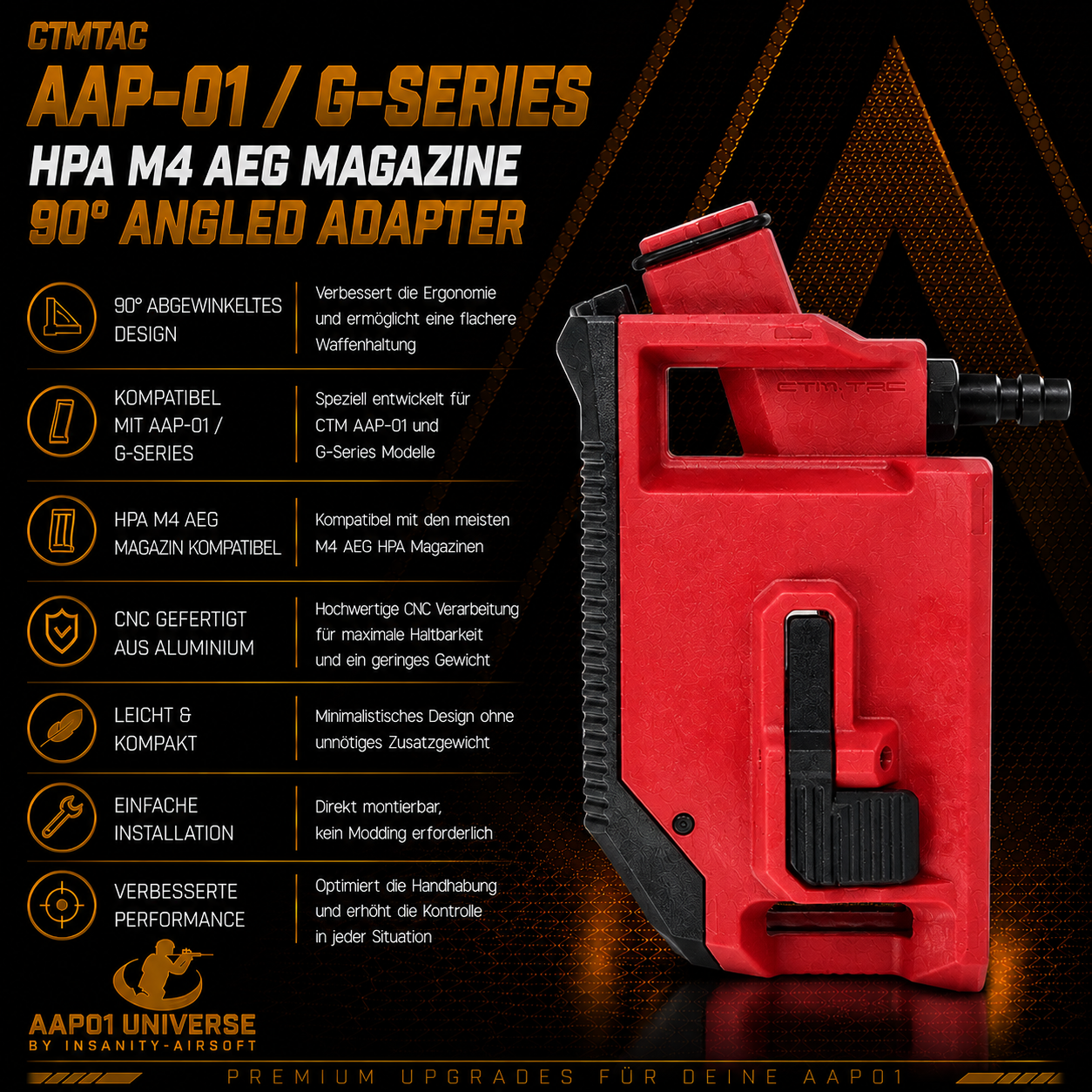 CTM AAP-01 / G-Series HPA M4 AEG Magazin 90° Angled Adapter