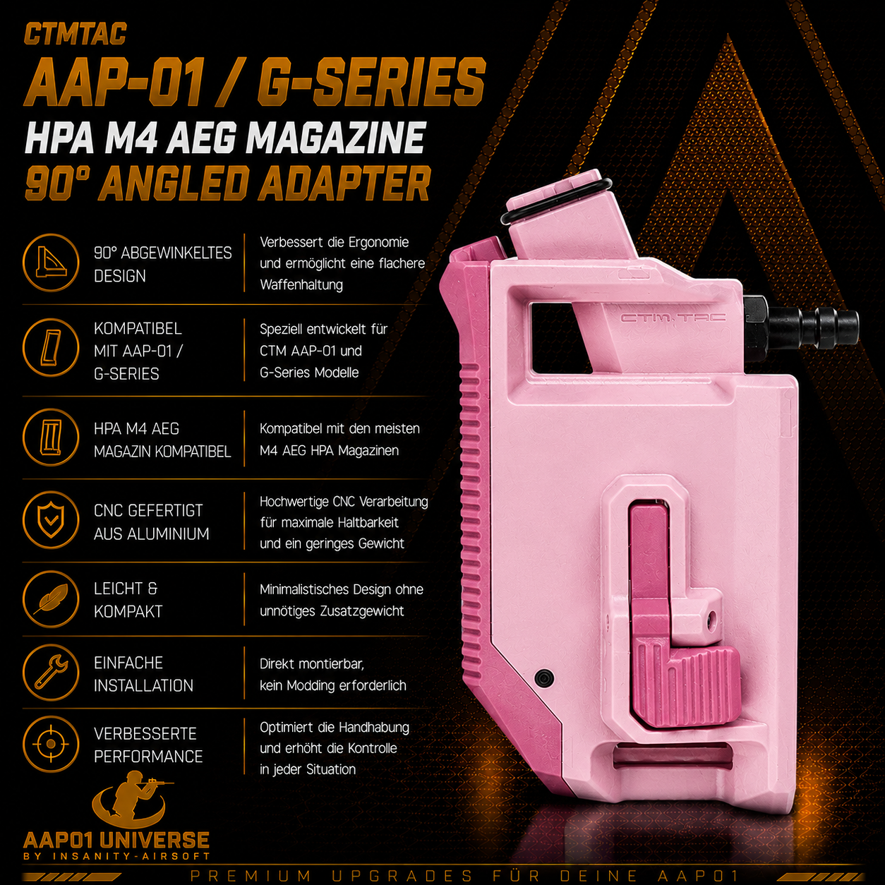 CTM AAP-01 / G-Series HPA M4 AEG Magazin 90° Angled Adapter
