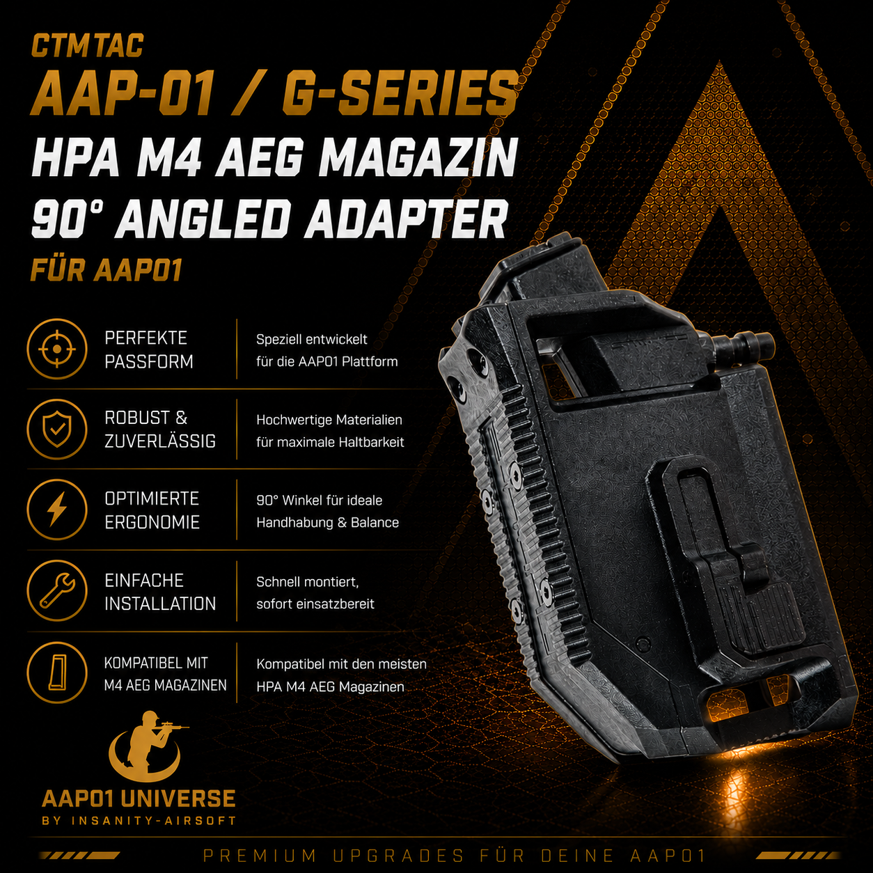CTM AAP-01 / G-Series HPA M4 AEG Magazin 90° Angled Adapter