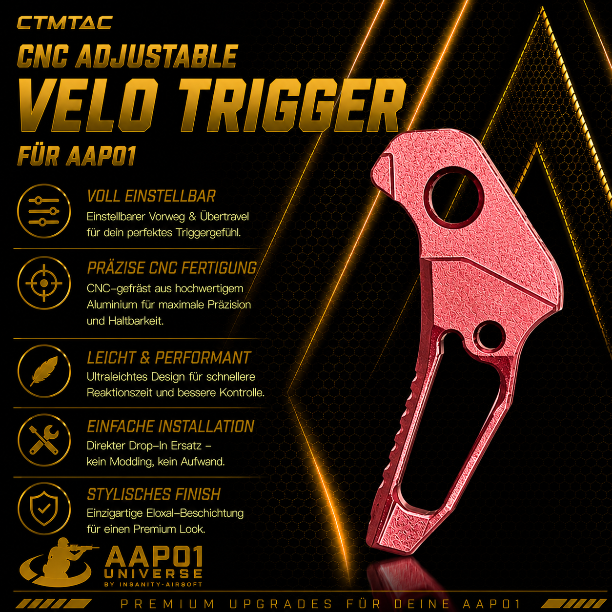 CTMTAC CNC Adjustable VELO Trigger für AAP-01 and G-Series
