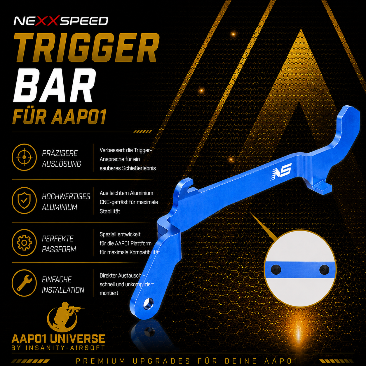 NexxSpeed CNC 7075 Aluminum Trigger Bar - Action Army AAP-01/C
