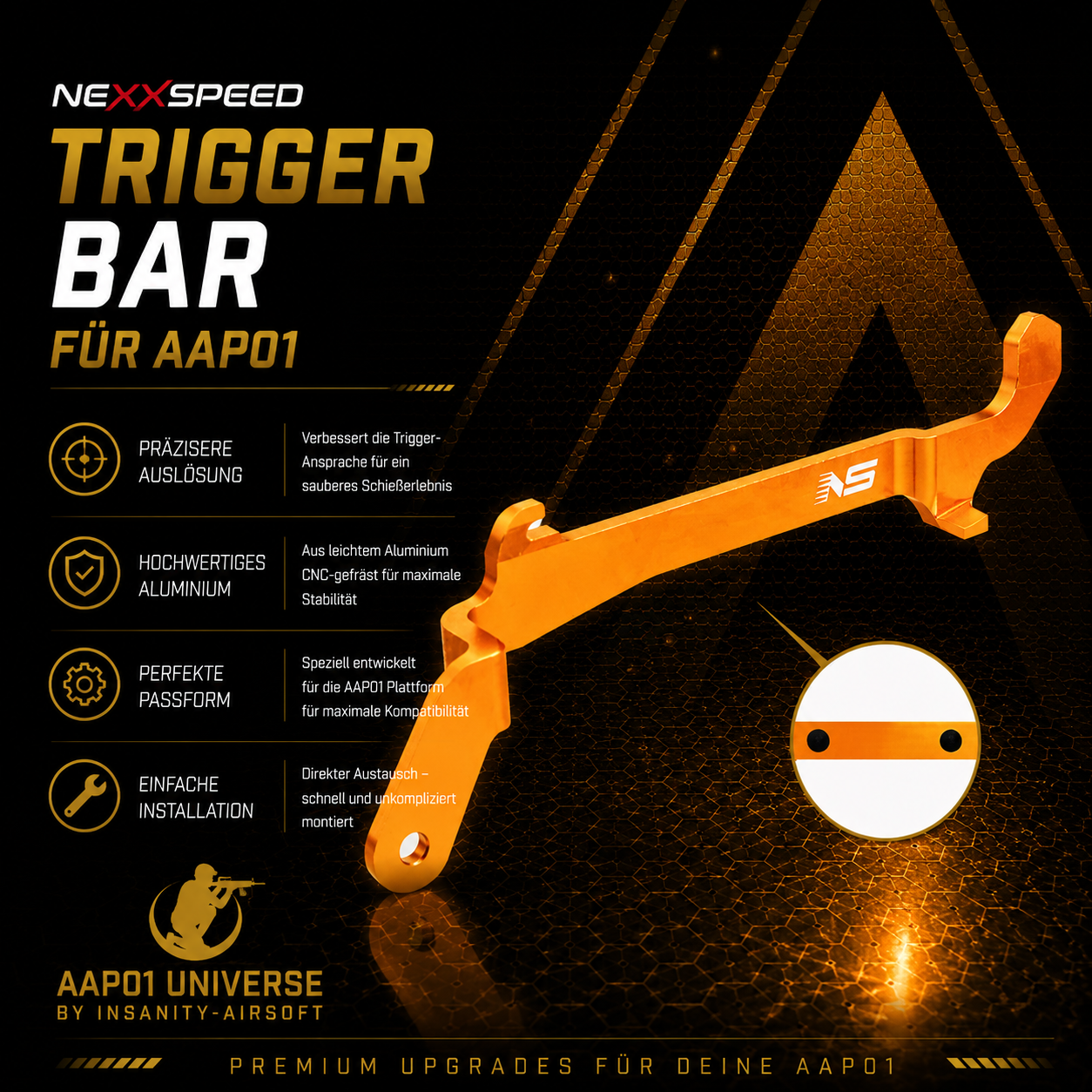 NexxSpeed CNC 7075 Aluminum Trigger Bar - Action Army AAP-01/C