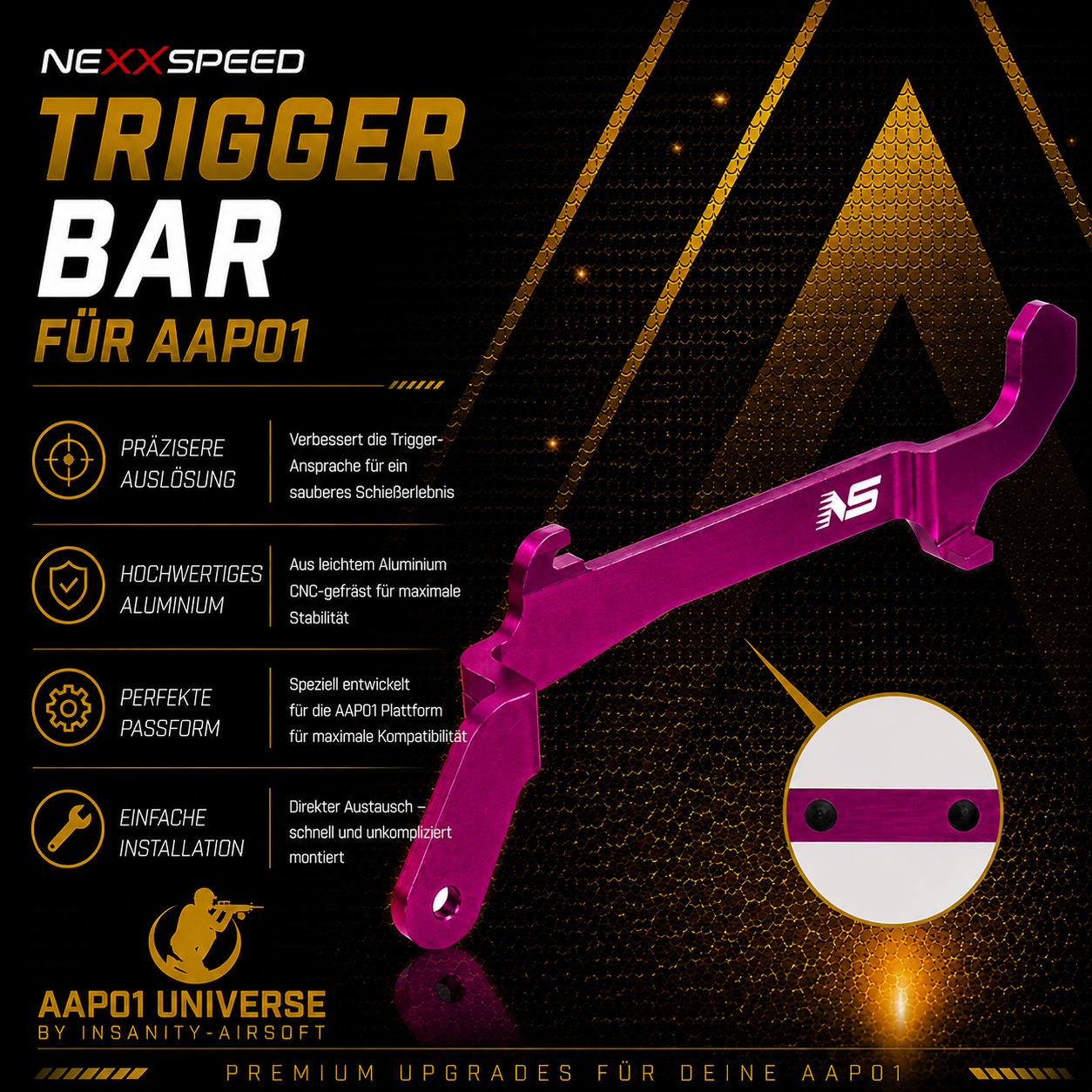 NexxSpeed CNC 7075 Aluminum Trigger Bar - Action Army AAP-01/C