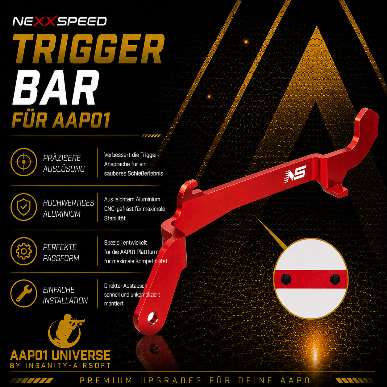 NexxSpeed CNC 7075 Aluminum Trigger Bar - Action Army AAP-01/C