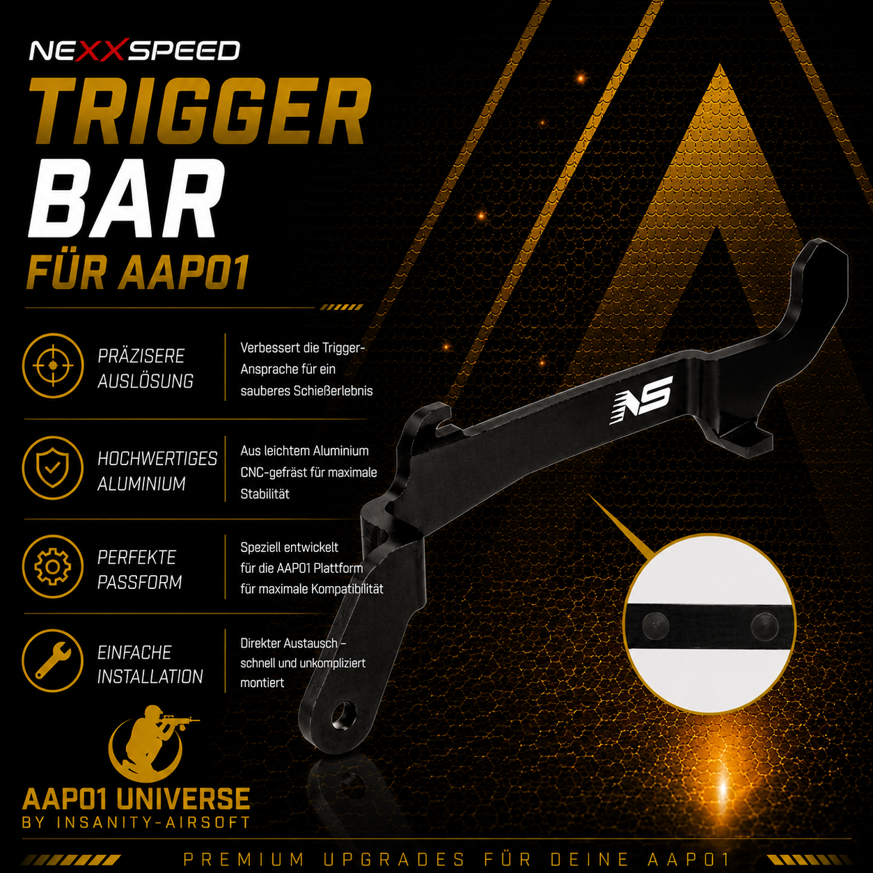 NexxSpeed CNC 7075 Aluminum Trigger Bar - Action Army AAP-01/C