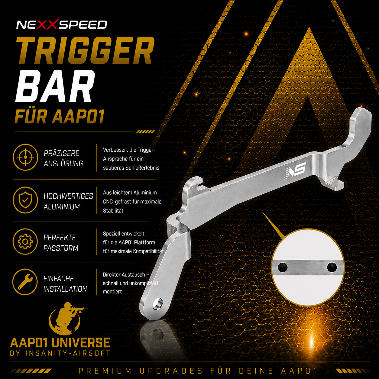 NexxSpeed CNC 7075 Aluminum Trigger Bar - Action Army AAP-01/C